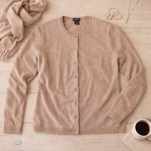 Sofie 100% Cashmere Cardigan Sweater Women’s Large Beige Button Front Soft